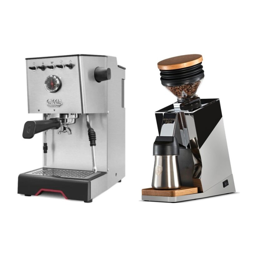 Gaggia Classic GT + Eureka Mignon Single Dose PRO, Chrome & Oak