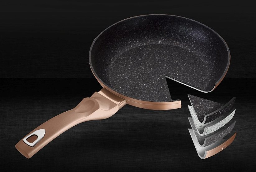 BERLINGERHAUS Pánev hluboká s mramorovým povrchem a poklicí 28 cm Rosegold Metallic Line