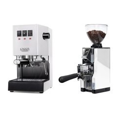 Gaggia Classic E24, bílá + Eureka Mignon Libra 65 All Purpose, CR white