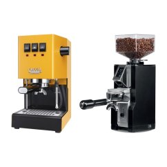Gaggia Classic E24, žlutá + Eureka Mignon Libra, CR black