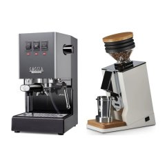 Gaggia Classic E24, šedá + Eureka Mignon Single Dose, White & Oak