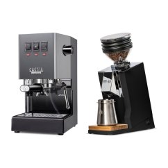 Gaggia Classic E24, šedá + Eureka Mignon Zero 65 Speedy ALL PURPOSE black