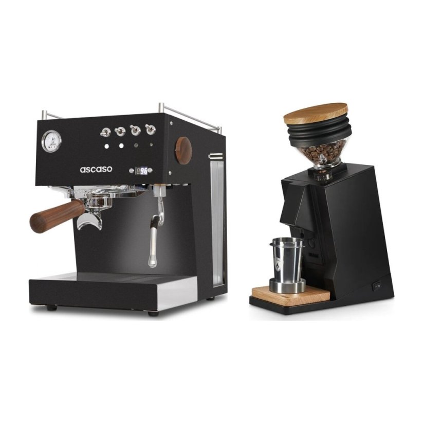 Ascaso Steel Uno PID black + Eureka Mignon Single Dose, Black & Oak