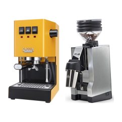 Gaggia Classic E24, žltá + Eureka Mignon Zero 65 All Purpose, CR chróm