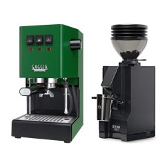 Gaggia Classic E24, zelená + Eureka Mignon Zero 55s Black