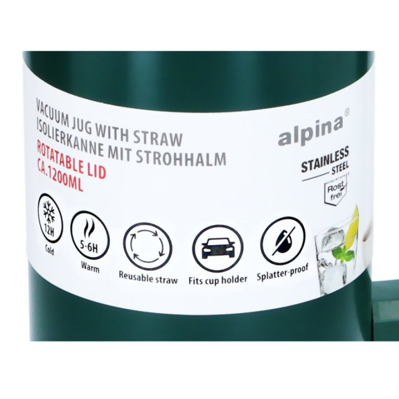 ALPINA Termohrnek dvoustěnný z nerezové oceli 1,2 l zelená