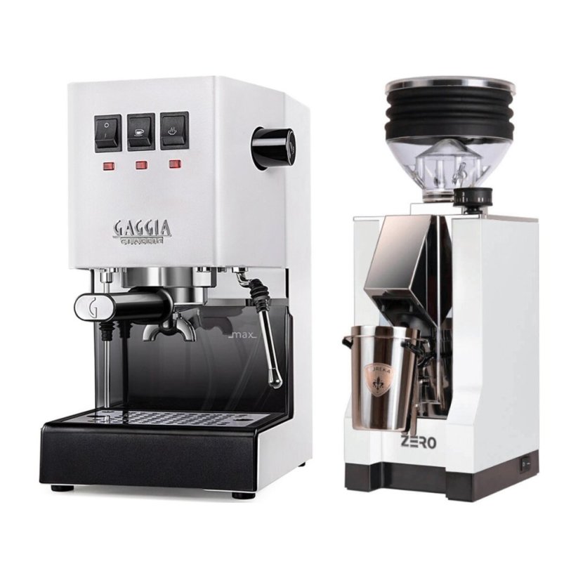 Gaggia Classic E24, bílá + Eureka Mignon Zero, CR white
