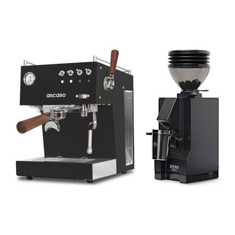 Ascaso Steel DUO PID PLUS, Black&Wood + Eureka Mignon Zero 55s Black