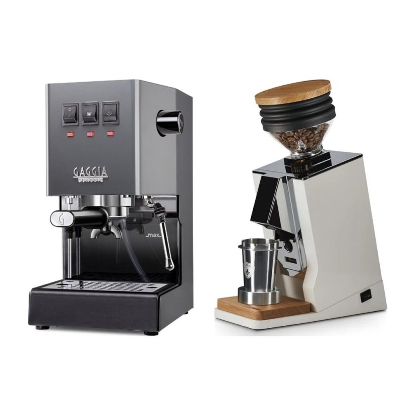 Gaggia Classic E24, šedá + Eureka Mignon Single Dose, White & Oak