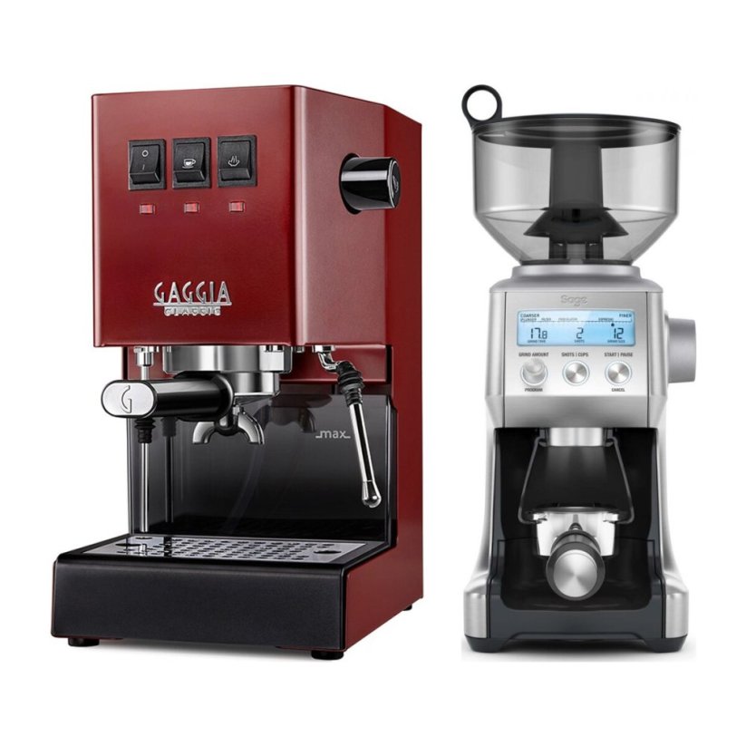Gaggia Classic E24, červená + Mlýnek Sage BCG820BSS Silver