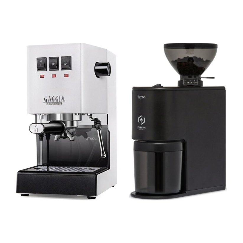 Gaggia Classic E24, bílá + Eureka Peppe, Matt black