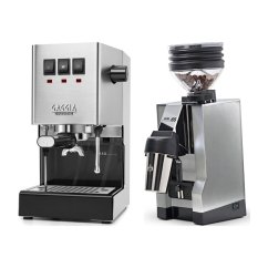 Gaggia Classic E24, stříbrná + Eureka Mignon Zero 65 All Purpose, CR chrome
