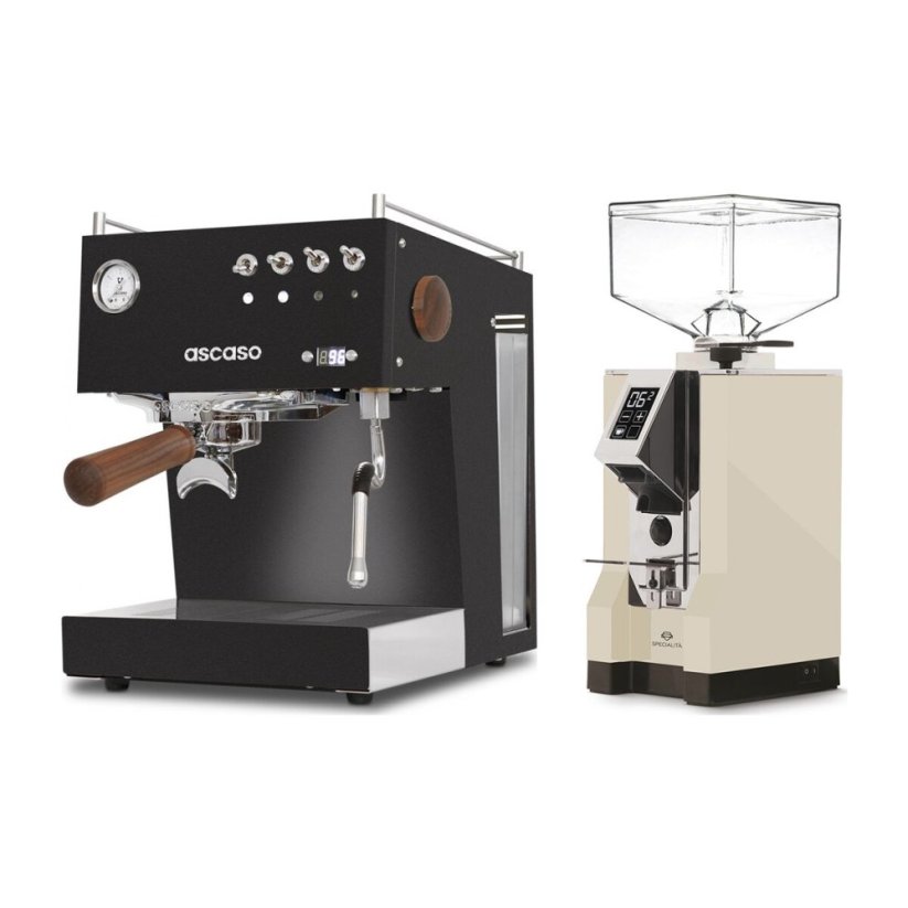 Ascaso Steel Uno PID black + Eureka Mignon Specialita, CR Cream