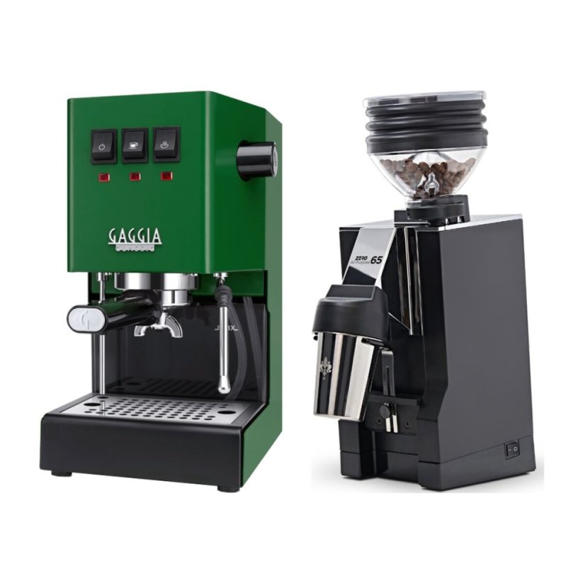 Gaggia Classic E24, zelená + Eureka Mignon Zero 65 All Purpose, CR black