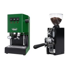 Gaggia Classic E24, zelená + Eureka Mignon Libra 65 All Purpose, CR black
