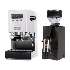 Gaggia Classic E24, bílá + Eureka Mignon Zero, BL Black