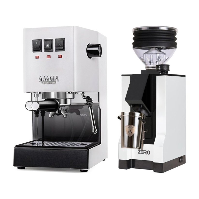 Gaggia Classic E24, bílá + Eureka Mignon Zero, BL white