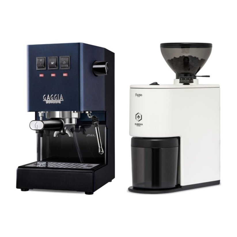 Gaggia Classic E24, modrá + Eureka Peppe, White