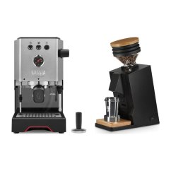 Gaggia Classic Up stříbrná + Eureka Mignon Single Dose, Black & Oak
