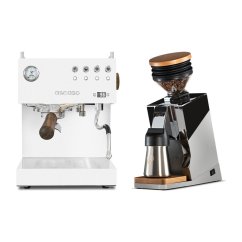 Ascaso Steel DUO PID White + Eureka Mignon Single Dose PRO, Chrome & Oak
