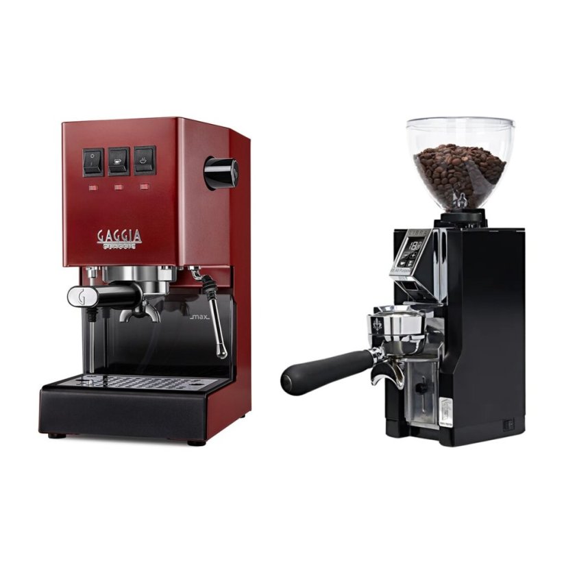 Gaggia Classic E24, červená + Eureka Mignon Libra 65 All Purpose, CR black