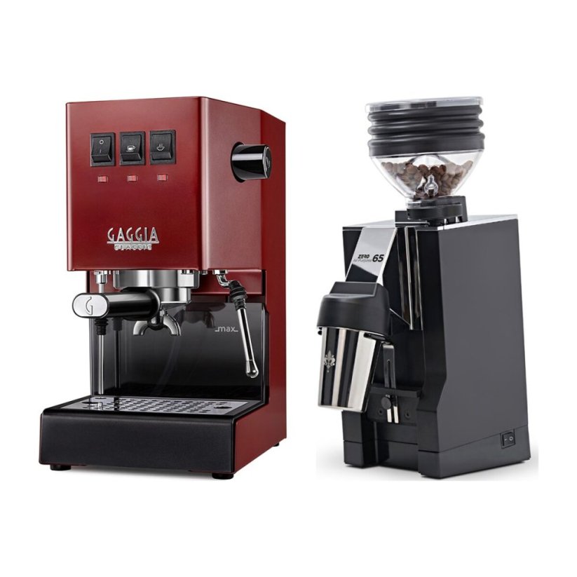 Gaggia Classic E24, červená + Eureka Mignon Zero 65 All Purpose, CR black