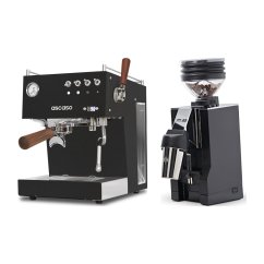 Ascaso Steel DUO PID PLUS, Black&Wood + Eureka Mignon Zero 65 All Purpose, CR black