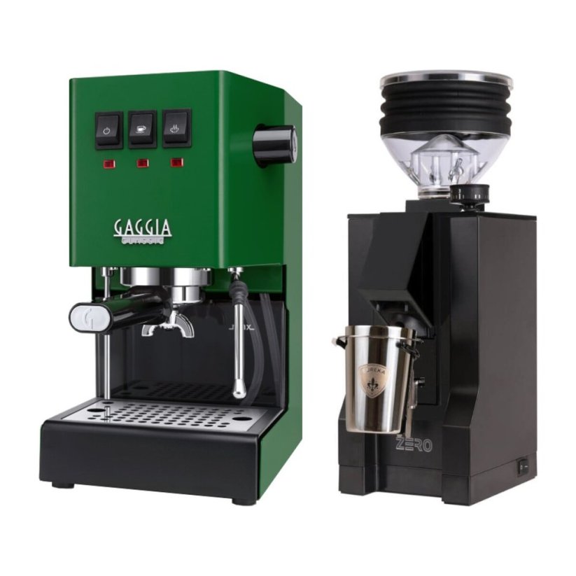 Gaggia Classic E24, zelená + Eureka Mignon Zero, BL Black