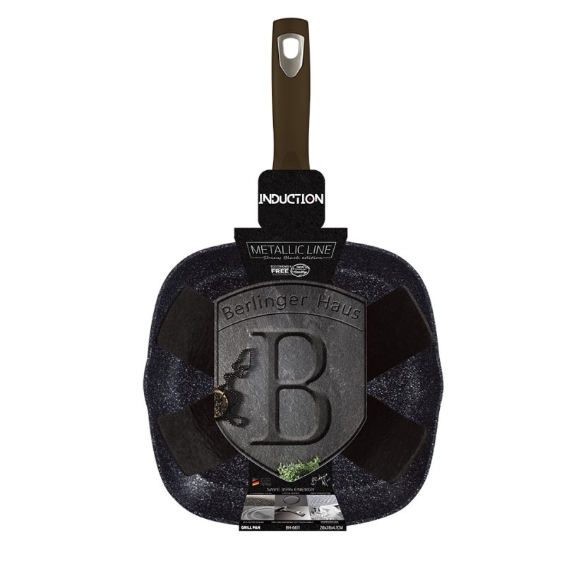 BERLINGERHAUS Pánev grilovací s mramorovým povrchem 28 cm Shiny Black Collection