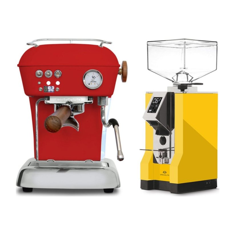 Ascaso DREAM PID Love Red + Eureka Mignon Specialita, CR Yellow