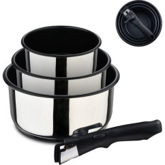 BERGNER Sada hrnců nerez s nepřilnavým povrchem Click&Cook 3 ks 16, 18, 20 cm