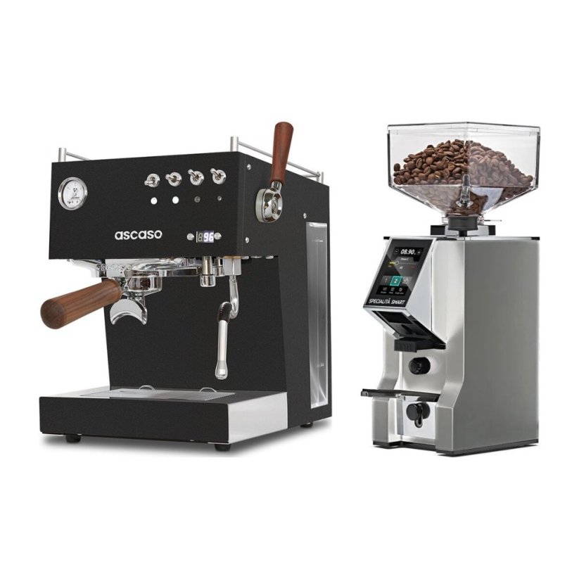 Ascaso Steel DUO PID PLUS, Black&Wood + Eureka Mignon Specialita Smart, CR Chrome