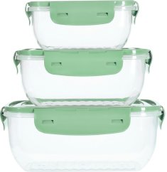 EXCELLENT HOUSEWARE Dóza na potraviny sada 3 ks světle zelená