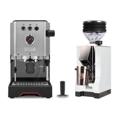 Gaggia Classic Up stříbrná + Eureka Mignon Zero, CR white