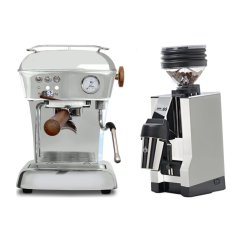 Ascaso DREAM PID leštěný hliník + Eureka Mignon Zero 65 All Purpose, CR white
