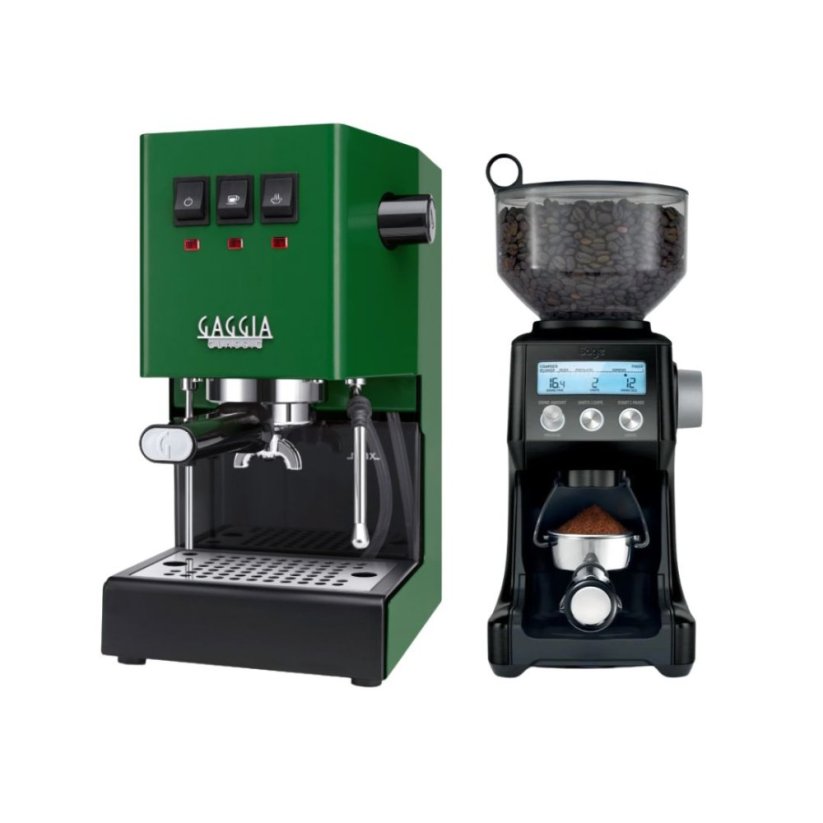 Gaggia Classic E24, zelená + Mlýnek Sage BCG820BTR Black