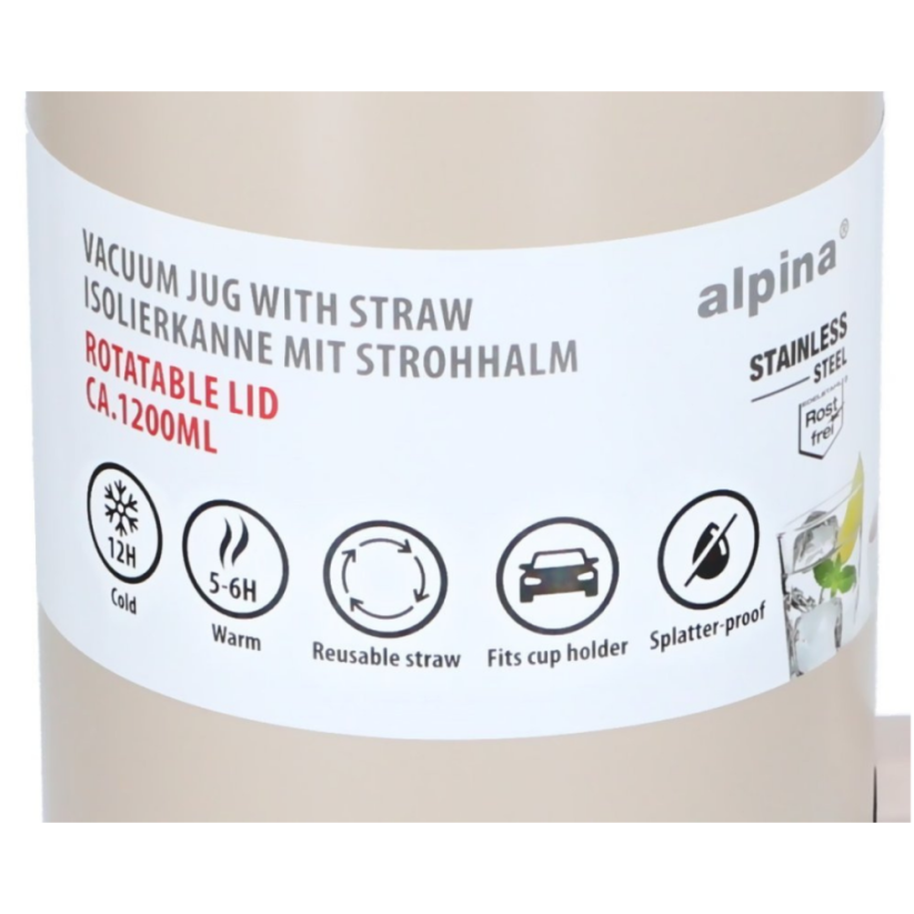 ALPINA Termohrnek dvoustěnný z nerezové oceli 1,2 l béžová
