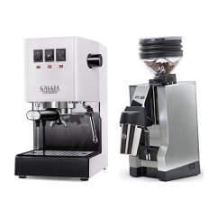 Gaggia Classic E24, bílá + Eureka Mignon Zero 65 All Purpose, CR chrome