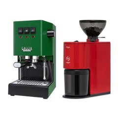 Gaggia Classic E24, zelená + Eureka Peppe, Red