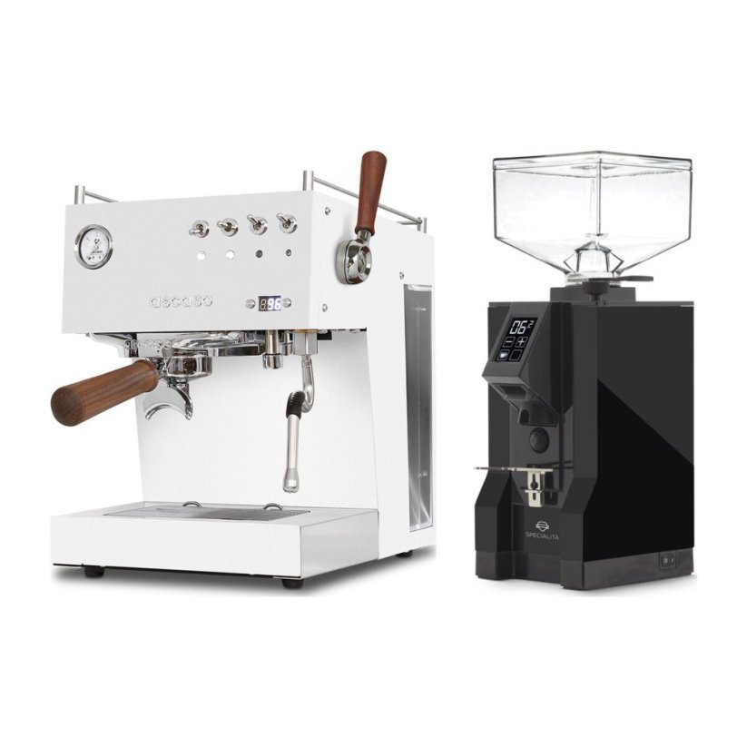 Ascaso Steel DUO PID PLUS, White&Wood + Eureka Mignon Specialita, BL Black