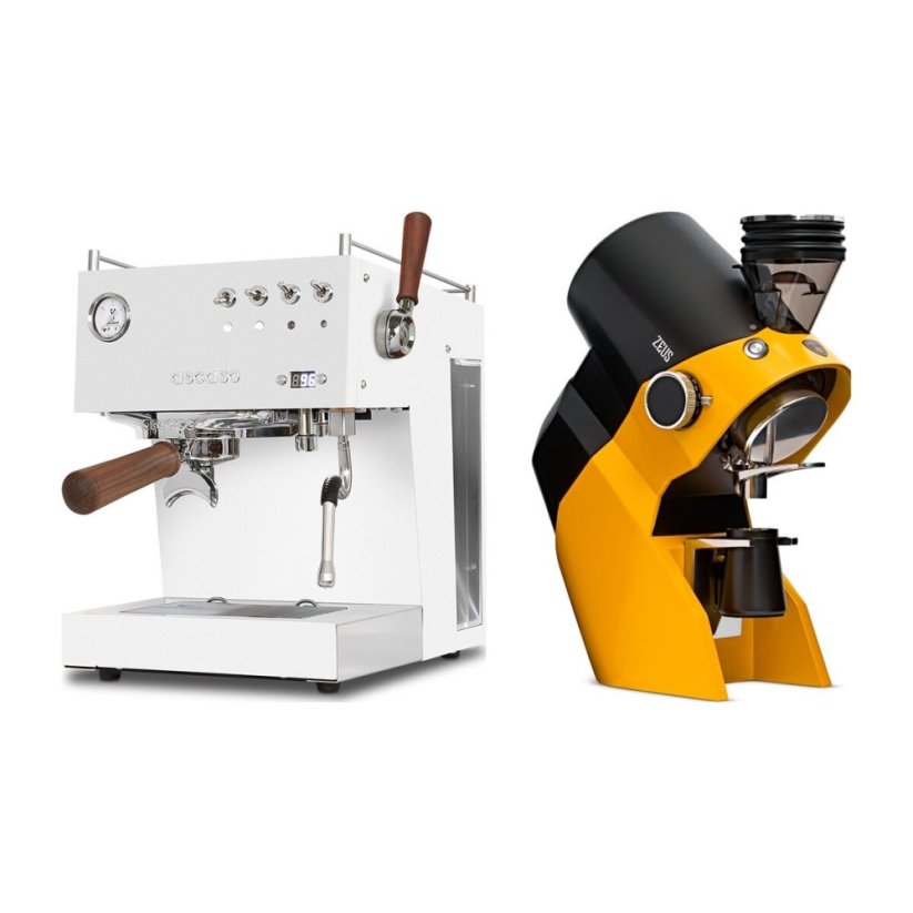 Ascaso Steel DUO PID PLUS, White&Wood + Eureka Zeus, yellow