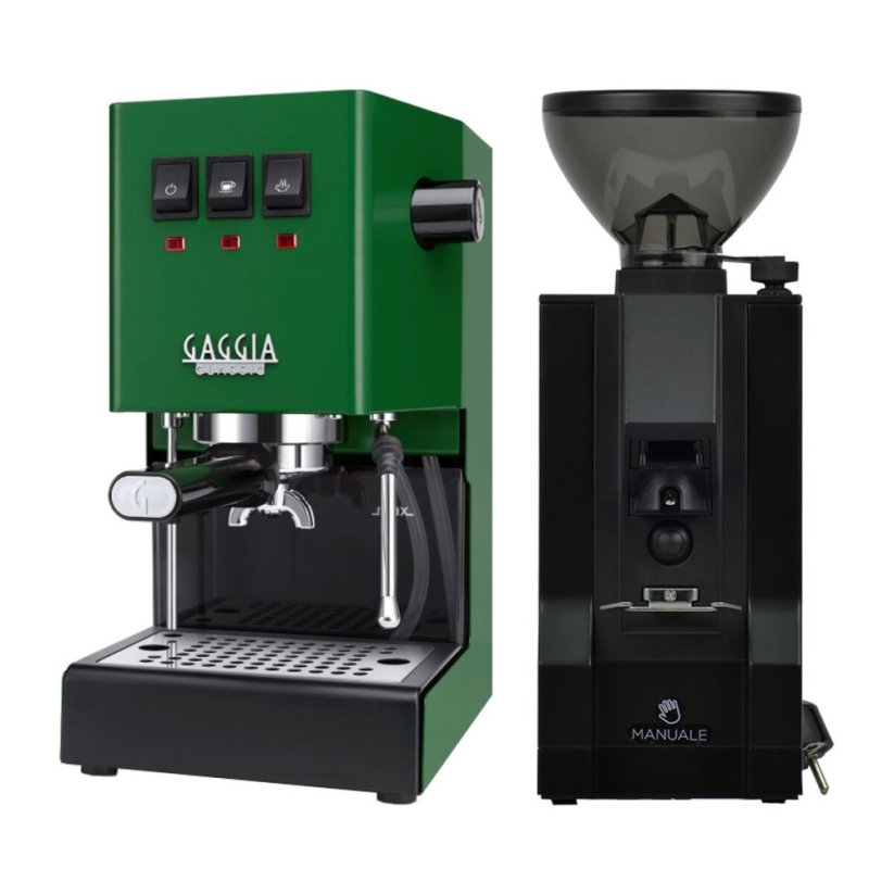 Gaggia Classic E24, zelená + Eureka Mignon Manuale, BL black