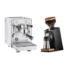 Bezzera NINI PID DE White + Eureka Mignon Single Dose PRO, Black & Oak