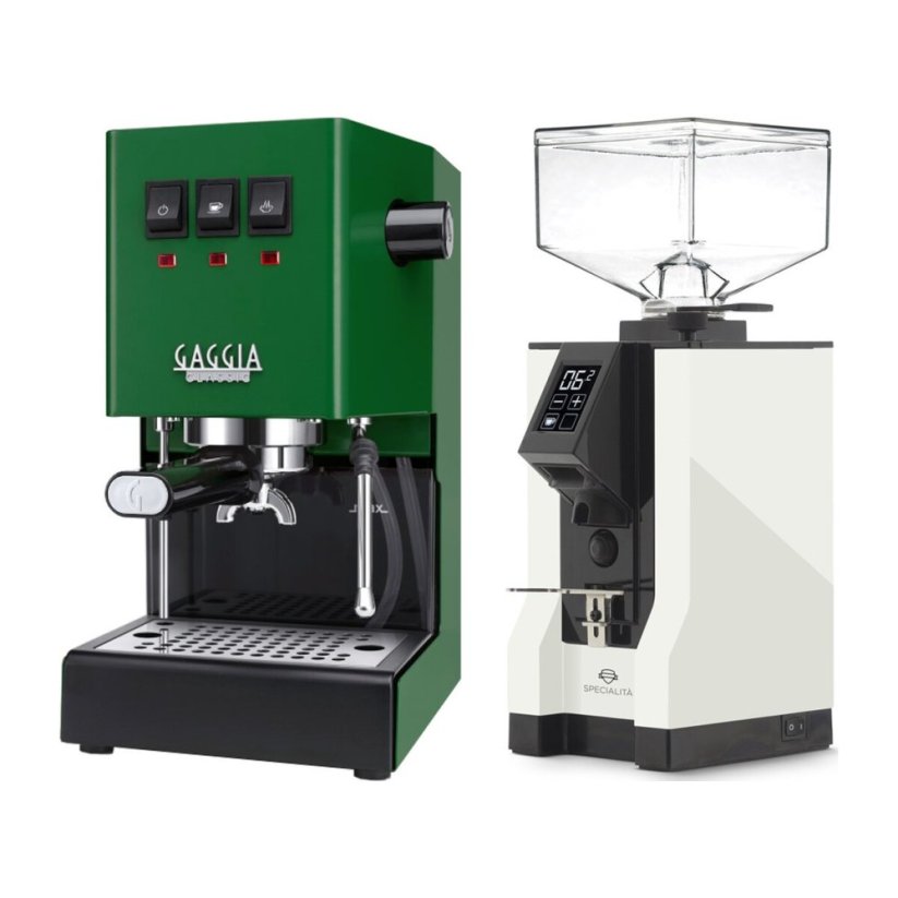 Gaggia Classic E24, zelená + Eureka Mignon Specialita, BL White