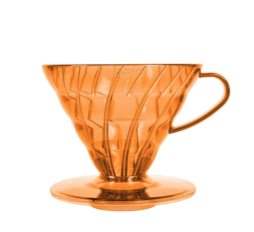 Hario plastový dripper průhledný V60-02 oranžový