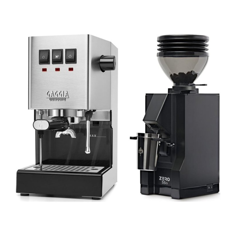 Gaggia Classic E24, stříbrná + Eureka Mignon Zero 55s Black