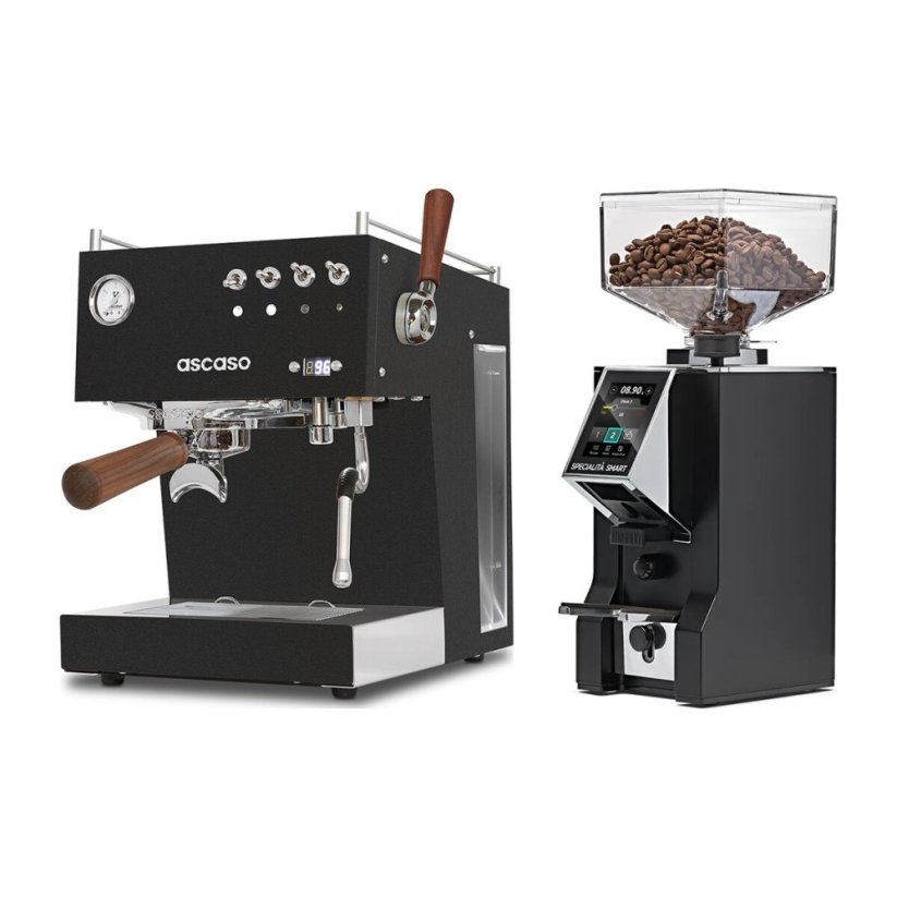 Ascaso Steel DUO PID PLUS, Black&Wood + Eureka Mignon Specialita Smart, CR black