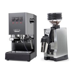 Gaggia Classic E24, šedá + Eureka Mignon Zero 65 All Purpose, CR chrome