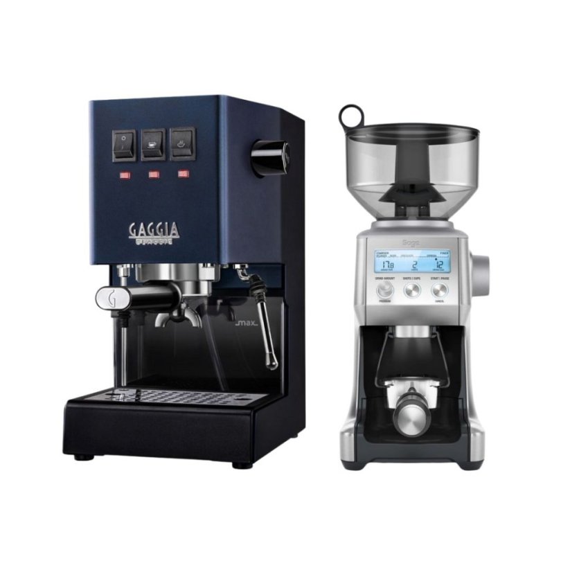 Gaggia Classic E24, modrá + Mlýnek Sage BCG820BSS Silver