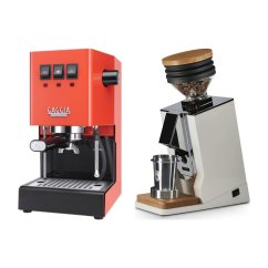 Gaggia Classic E24, oranžová + Eureka Mignon Single Dose, White & Oak